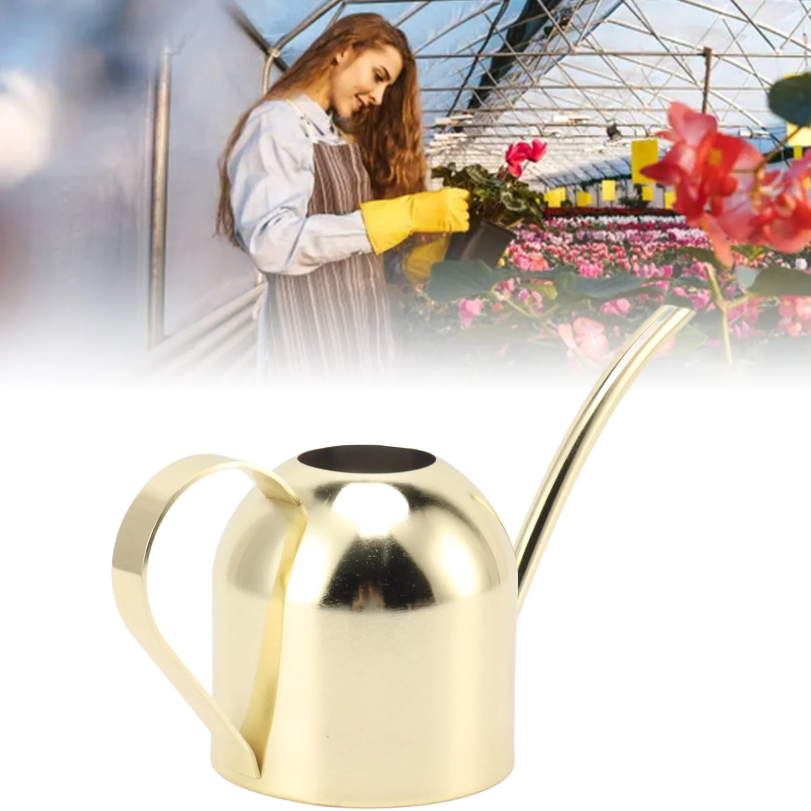 

Watering Can Stainless Steel Sprinkling Pot Large Capacity Long Spout For Indoor Outdoor House Planting Gardening Irrigation