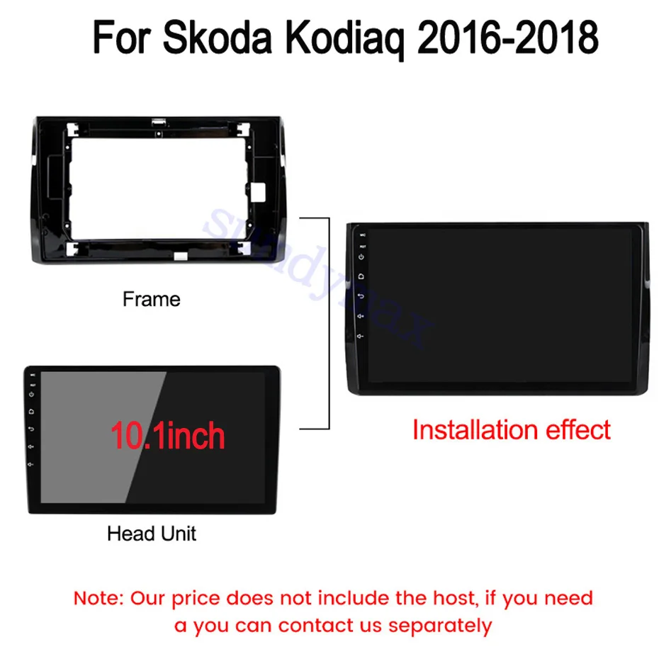 Car Radio Fascia para Skoda Kodiaq 2016-2018, 10.1 "tela grande, 2 Din Android, Kit Painel de Painel, Painel de Guarnição