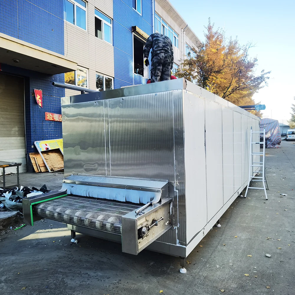 Automatic IQF Tunnel Freezer 380V Industrial Quick Freezing Machine for Seafood Meat Vegetables Fruit Prepared Food Production