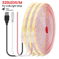 5V 12V 24V COB LED USB Light Strip IP68 Wodoodporna silikonowa rurka Lampa Elastyczna taśma klejąca RA90 Oświetlenie liniowe 3000K 4000K 6000K