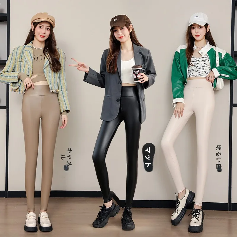 real-leather-pants-women's-high-waist-thiened-warm-trousers-autumn-winter-outerwear-fce-lined-tight-fit-large-size