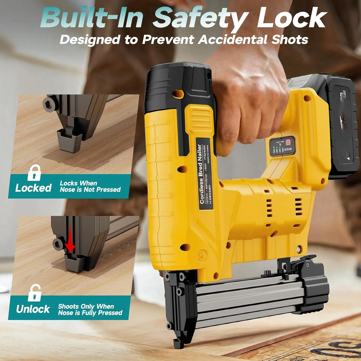 مسدس مسامير كهربائي 2 في 1 بدون فرش مسدس مسامير لاسلكي 2 وضع دباسة بندقية F32/425K الأثاث التيلة بندقية لبطارية دي والت #3