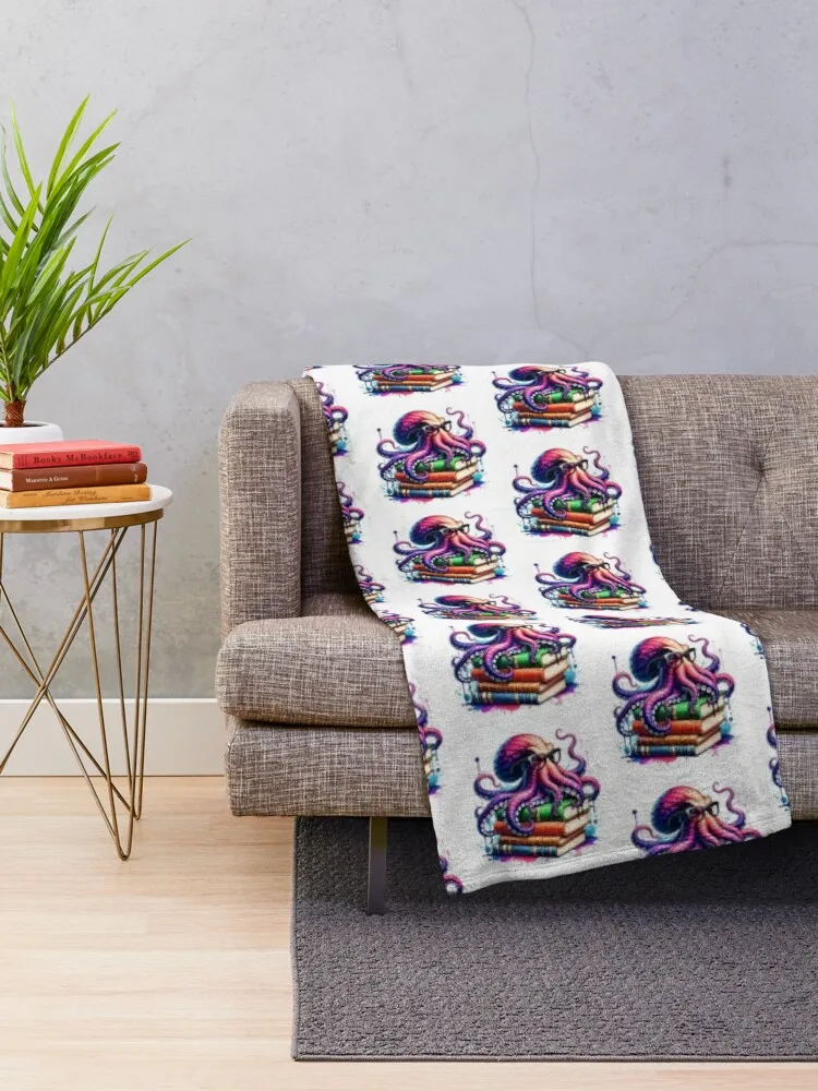 Bookworm Kraken Throw Blanket Luxury Brand funny gift Blankets