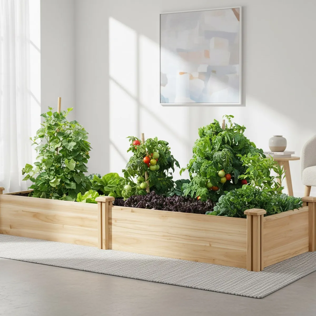 Wooden Raised Garden Bed Planter Box Veggie Herb Flower Outdoor Grow Container