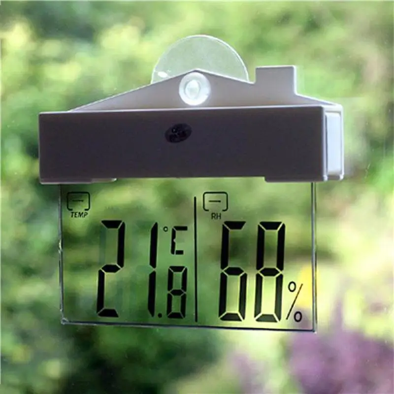 

Digital Window Thermometer Hydrometer Suction Cup Indoor Outdoor Weather Station Suctio Large LCD Weather Humidity Meter