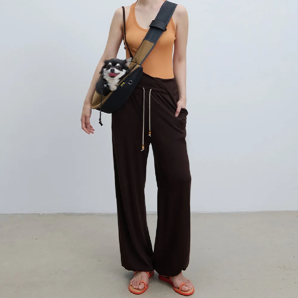

traf 2025 woman overalls knitted loose casual high waist ladies trousers y2k clothes New fashion high quality versatile pants