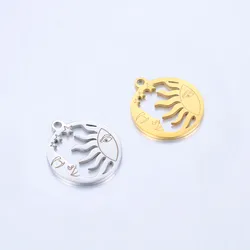 DOOYIO 5pcs/Lot Round Hollow Out Sun Moon Star Earth Pendant Stainless Steel Charm For DIY Jewelry Accessories