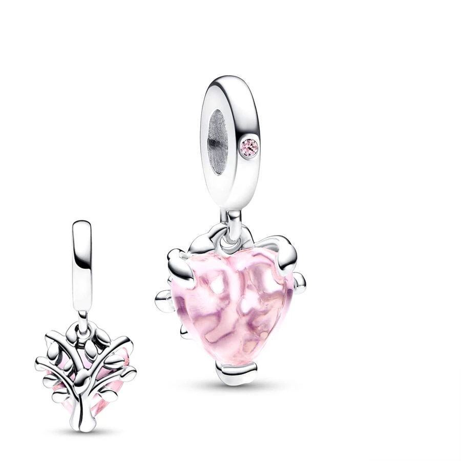 Pink Boxing Glove Goblet & Family Tree Heart Dangle Charm Beads Jewelry Gift Fit Original Pandora 925 Sterling Silver Bracelet