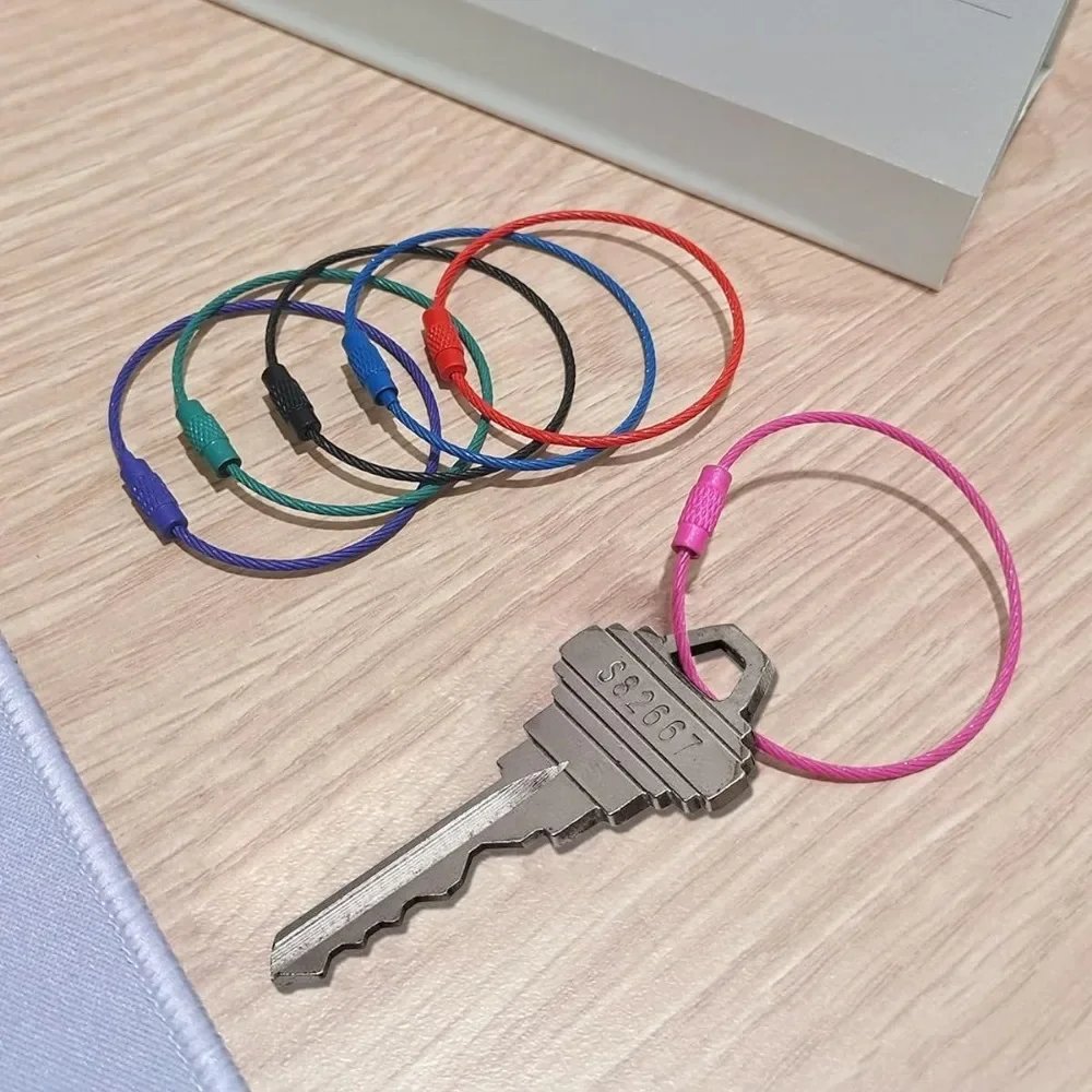 10-100PCS Steel Wire Keychain Multi-color Circular Rope Cable Loop Outdoor Camping Luggage Tag Marking Clip Travel Accessories