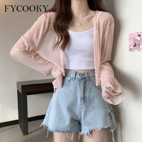 FYCOOKY однотонный полиэстер кардиган