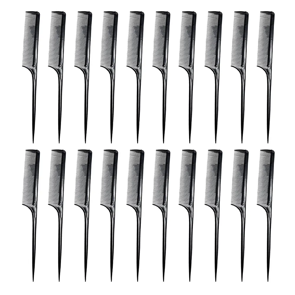 

20 шт., расческа с острым хвостом, профессиональная антистатическая парикмахерская расческа с тонкими зубцами для гладкого распутывания влажного или сухого использования, черная