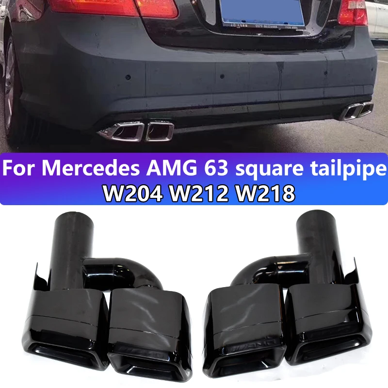 

For Mercedes-Benz E-Class W212 C-Class W204 CLS-Class W218 Exhaust Pipe Modification AMG 63 Square Black Stainless Steel Muffler