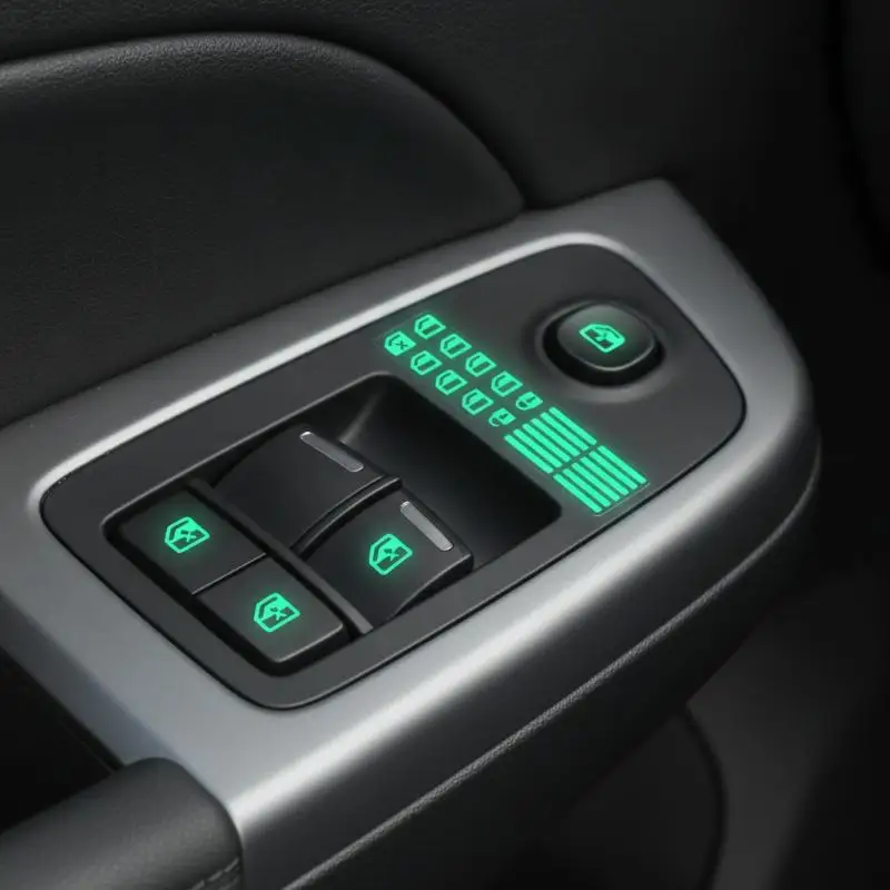 1/3/5 Sheets 18pcs Car Window Control Button Luminous Stickers Glow In The Dark Waterproof Auto Interior Decals