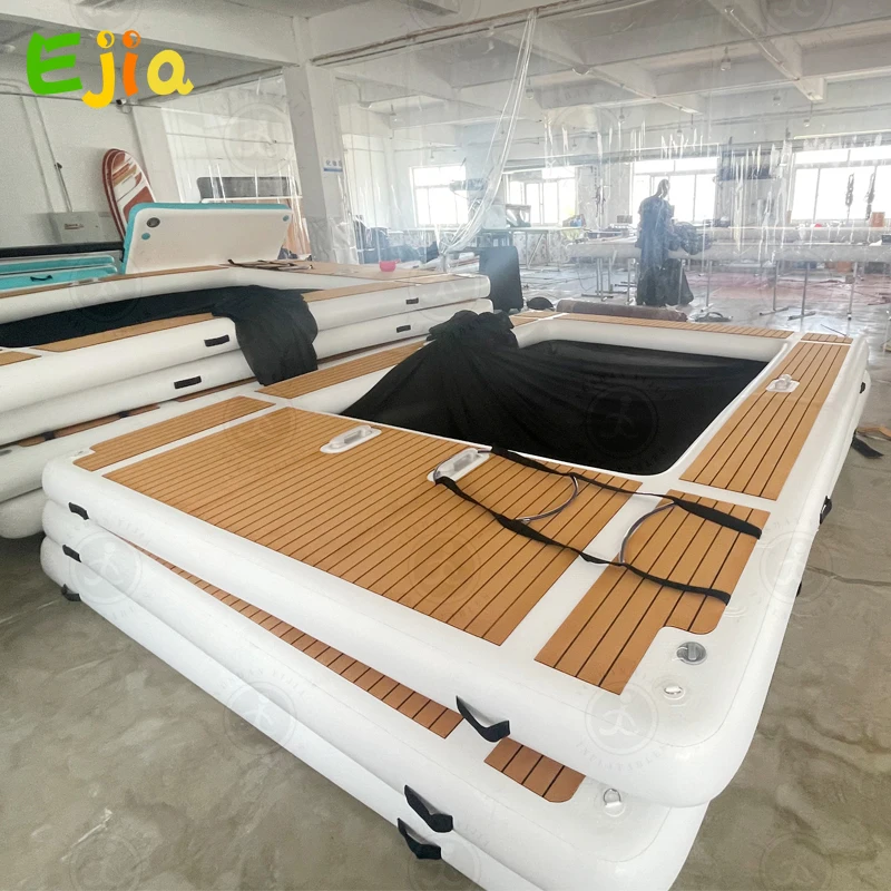 Free Shipping Inventory 13Ft/4m EVA Non-slip Inflatable Floating Ocean Sea Swimming Pool Island Dock Platform With Net For Yacht