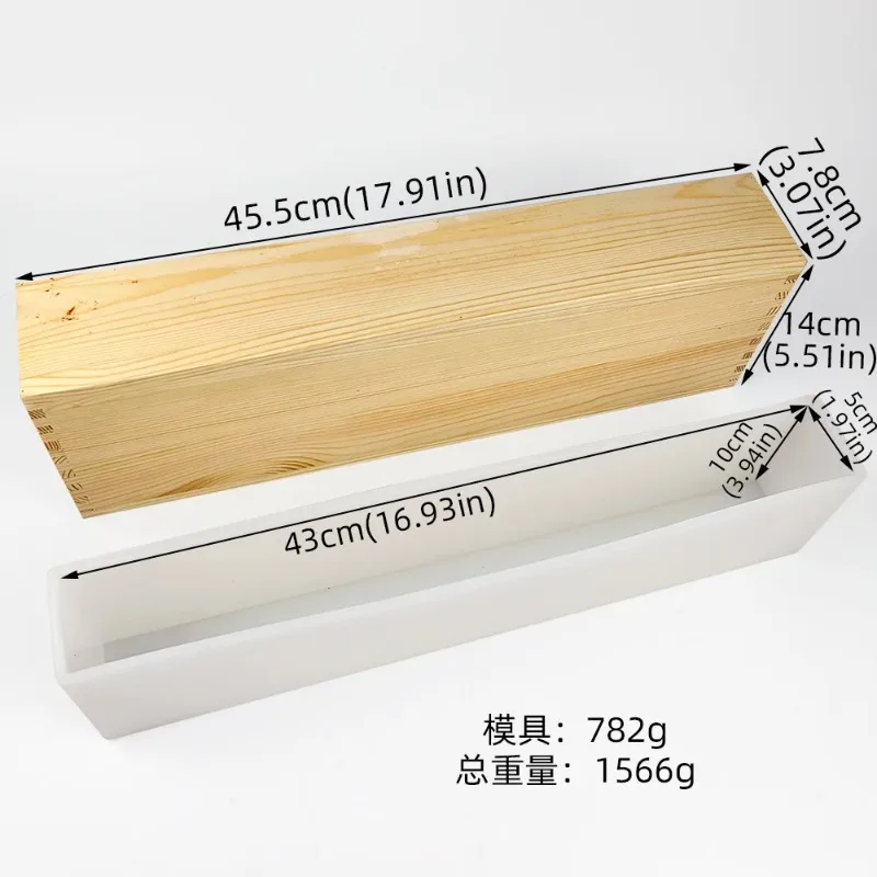 Wooden Lid Rectangular Handmade Soap Mold, 5cm Wide Silicone Soap Making Strip Anti-Deformation