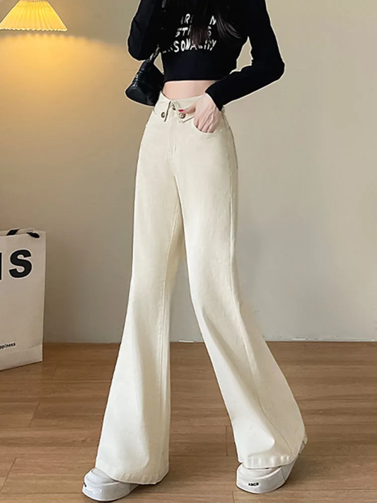 Hohe Taille Vintage Bootcut Jeans frauen Casual Taste Koreanische Mode Vaqueros Lose Retro Streetwear Breite Bein Denim Hosen