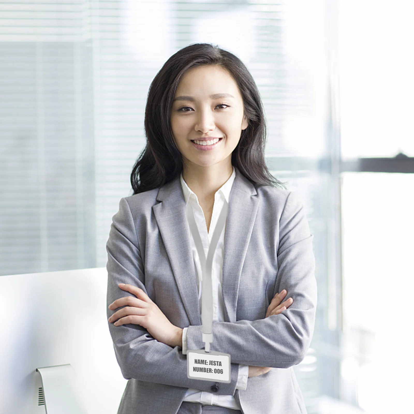 

1 set Aluminum Alloy Card Holder Id Badge Name Tag Lanyard Portable Work Card Sleeve For School Office Nurses Students