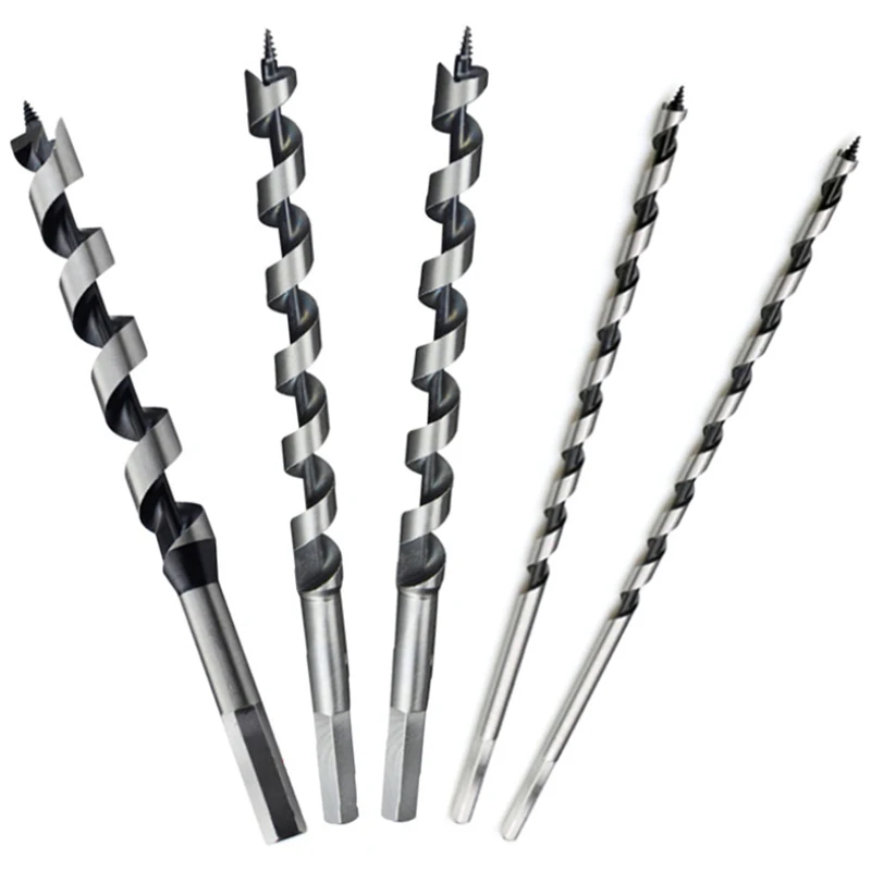 5PCS 230mm Hex Shank Extra Long Point Twist Auger Wood Drill Bits Set Woodworking Twist Drill Bit Tool Set 6 8 10 12 14mm