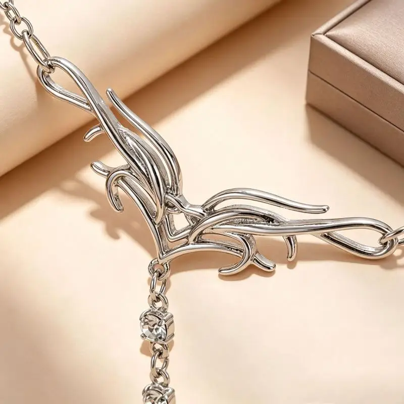 Sexy Rhinestone Tassel Waist Chain for Women New Trendy Silver Color Metal Geometric Wing Belly Chain Bikini Body Jewelry Gifts