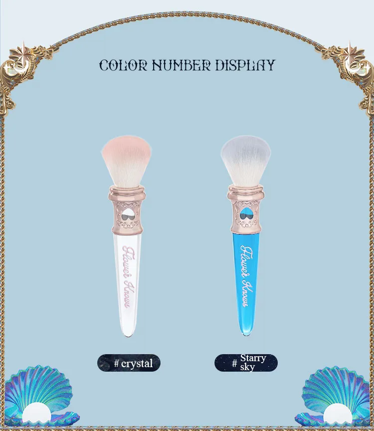 Flower Knows Moonlight Mermaid Blush Spot Brush, Fluffy Stippling Brush, Face Brush, Highlighter, Bronzer, Contour, Soft Makeup Brush