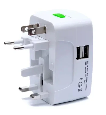 Power Plug, Global International All-in-One Travel Adapter Dual USB Charging Port For US EU UK Australia Universal Wall AC