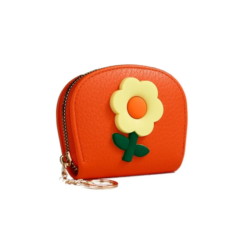 11 فتحة حامل بطاقة الجهاز الصغير تصميم زهرة مع سلسلة المفاتيح الكرتون زهرة بطاقة حقيبة متعددة الأغراض المدمجة سستة عملة الحقيبة