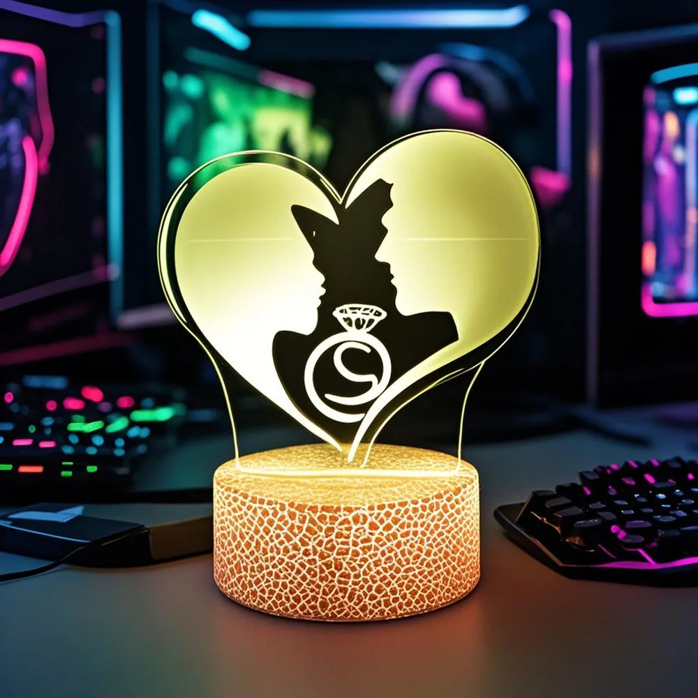 

3D Night Light 7 &16 Color Changing LED Illusion Lamp Couple USB Powered Gift For Room Decoration Lovers Valentine's Day