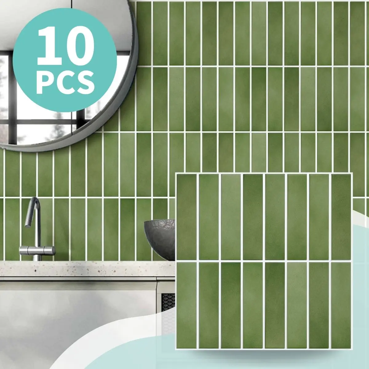 Commomy 10 ชิ้น 3D Scale Peel และ Stick Backsplash กระเบื้อง, ห้องครัวกาวสติกเกอร์, ตกแต่งผนัง, ตกแต่งห้อง, Modern Wall แผง