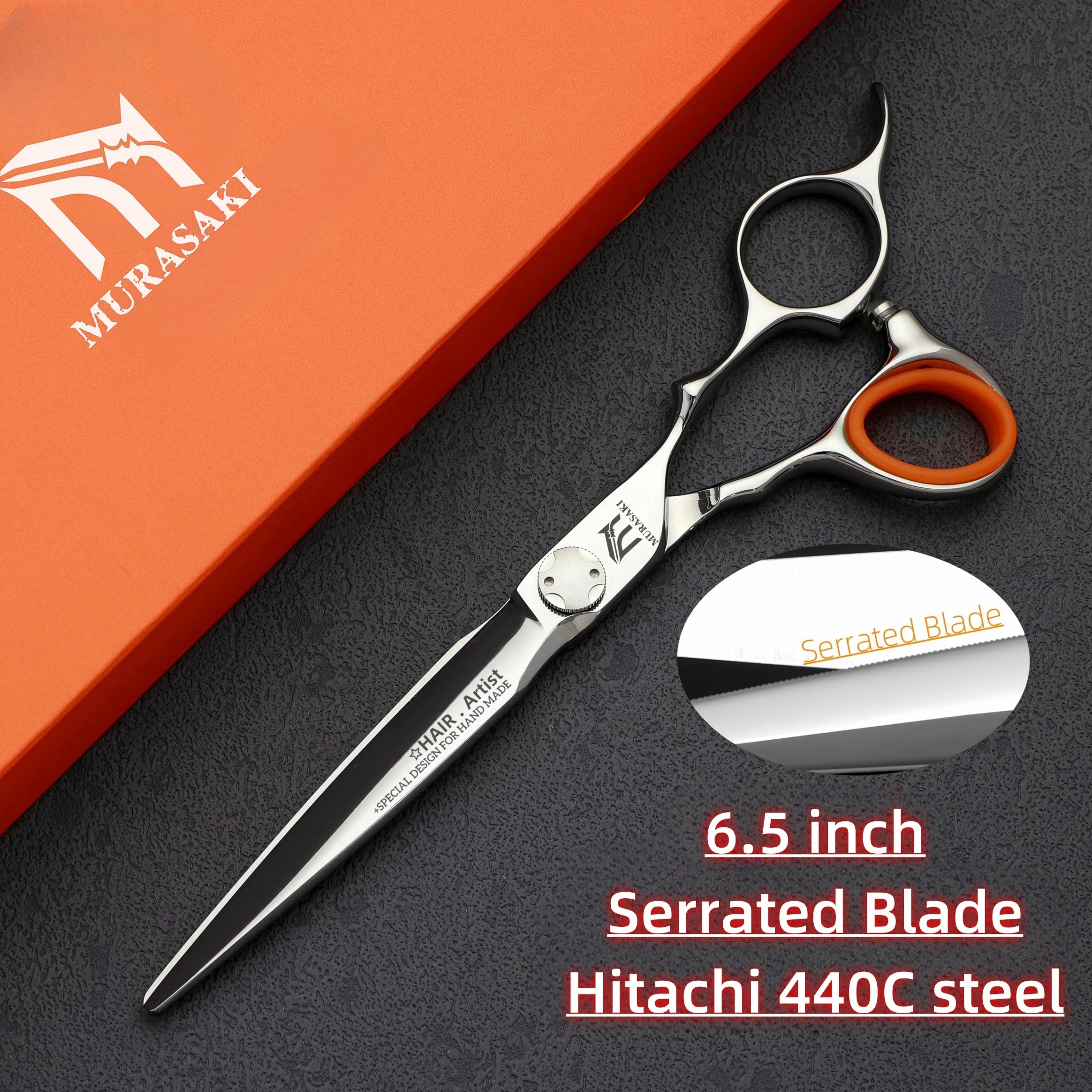 MURASAKI Professionelle Haarausdünnungsscheren, 6-6,8 Zoll Hitachi 440C Stahl-Friseurscheren, hochwertige Haarschneidewerkzeuge für den Salon – Detail 12
