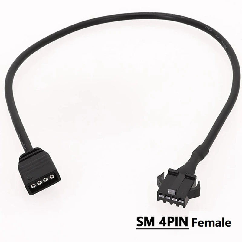 4Pcs RGB Extension Cable 12V 4 Pin To SM 4Pin Female ARGB Connector Adapter Cable For Computer Fan Motherboard LED Strip