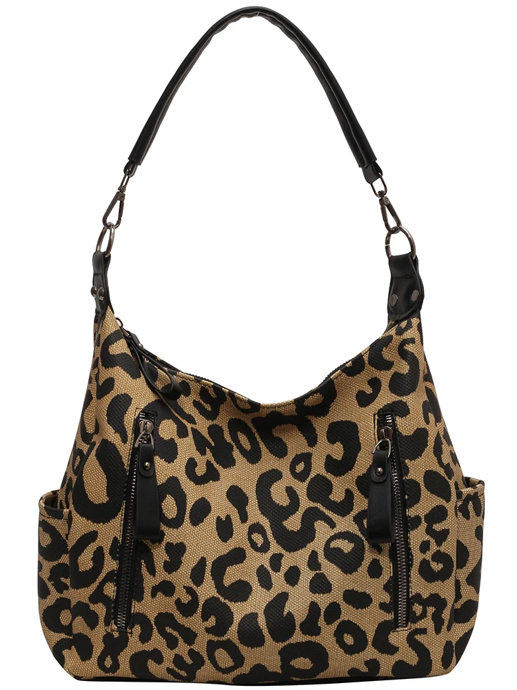 Fashion Leopard Print Large Capacity Bag 2023 New Women\'s Bag Versatile Crossbody Bag One Shoulder Underarm Bag Tote Bucket Bag