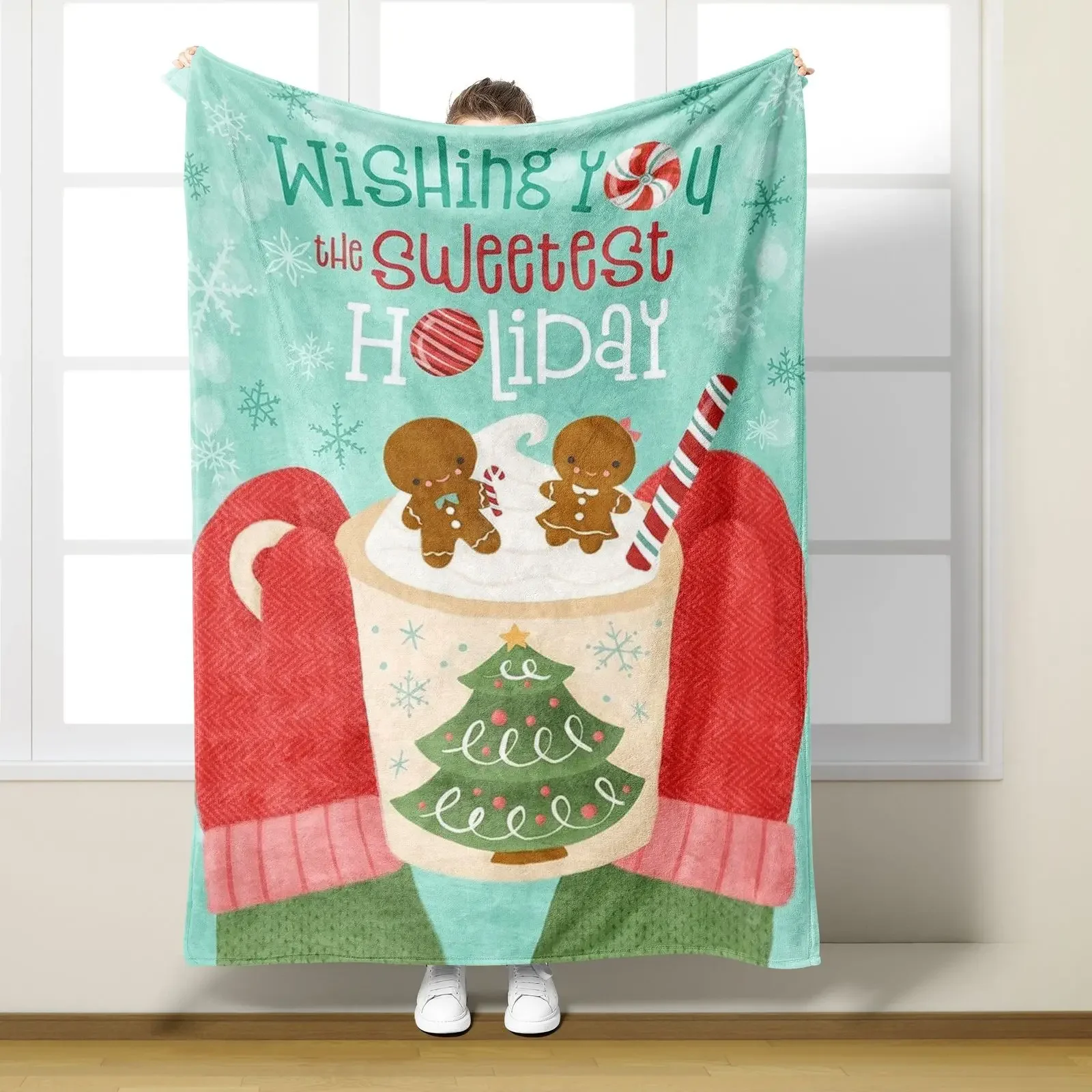 Christmas Theme Digital Printing Suitable for Office, Home, Travel Warm Skin-friendly Soft Thickened Flannel Blanket