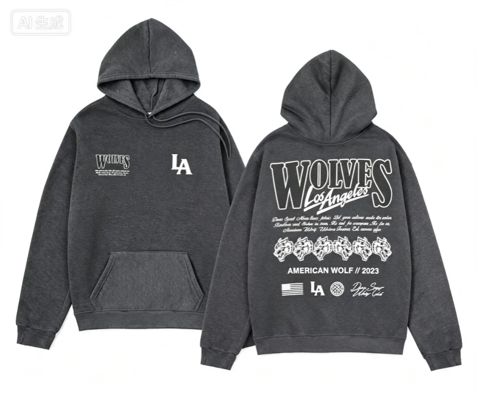 2026 Wolf Letter Graphic Hoodi - Graphic Hoodie Streetwear 评论和价格