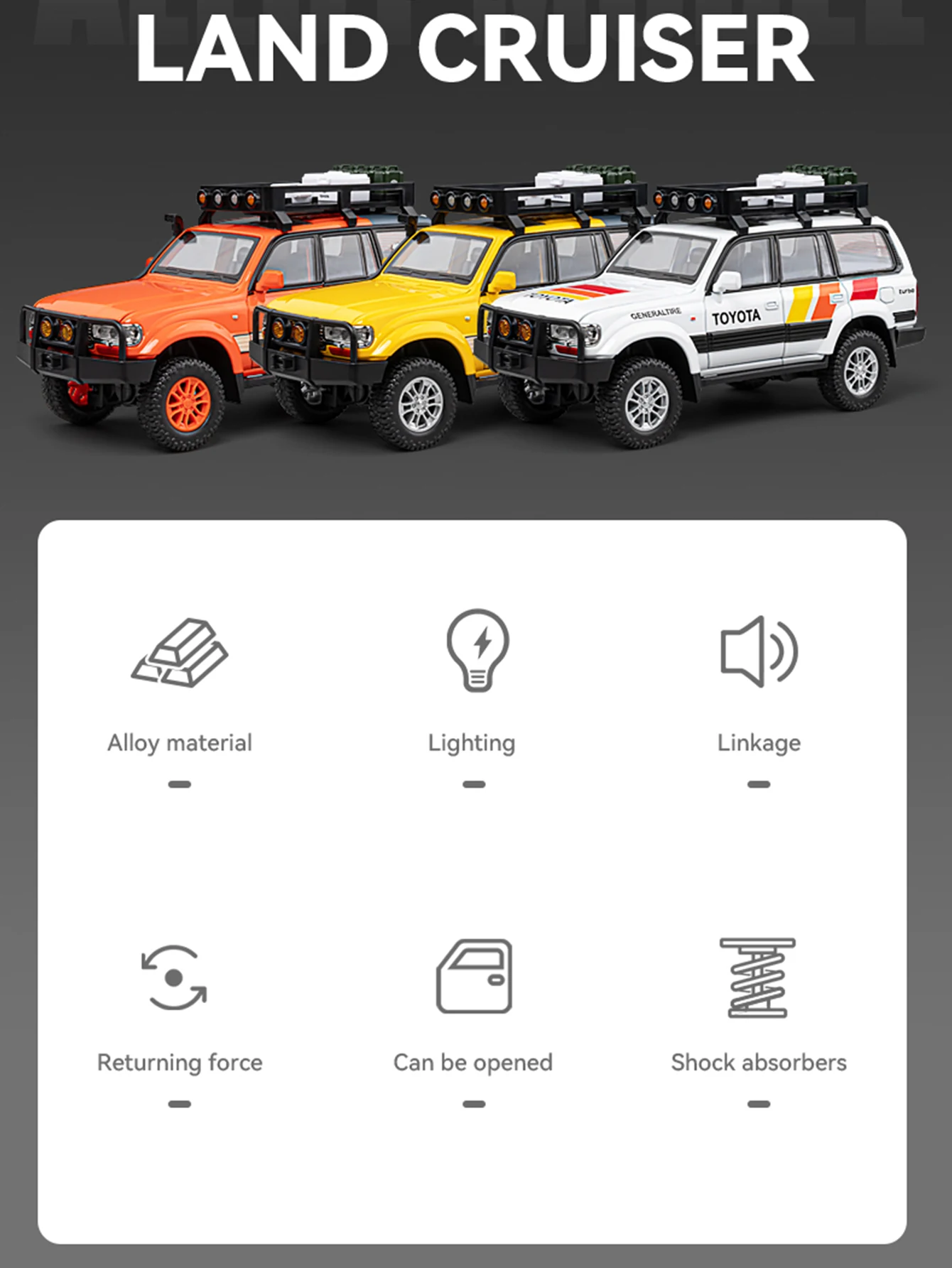 1: 24 نموذج سيارة لاند كروزر LC80 محاكاة من سبائك الزنك، زخرفة ثابتة، سيارة هدية معدنية قابلة للجمع #2