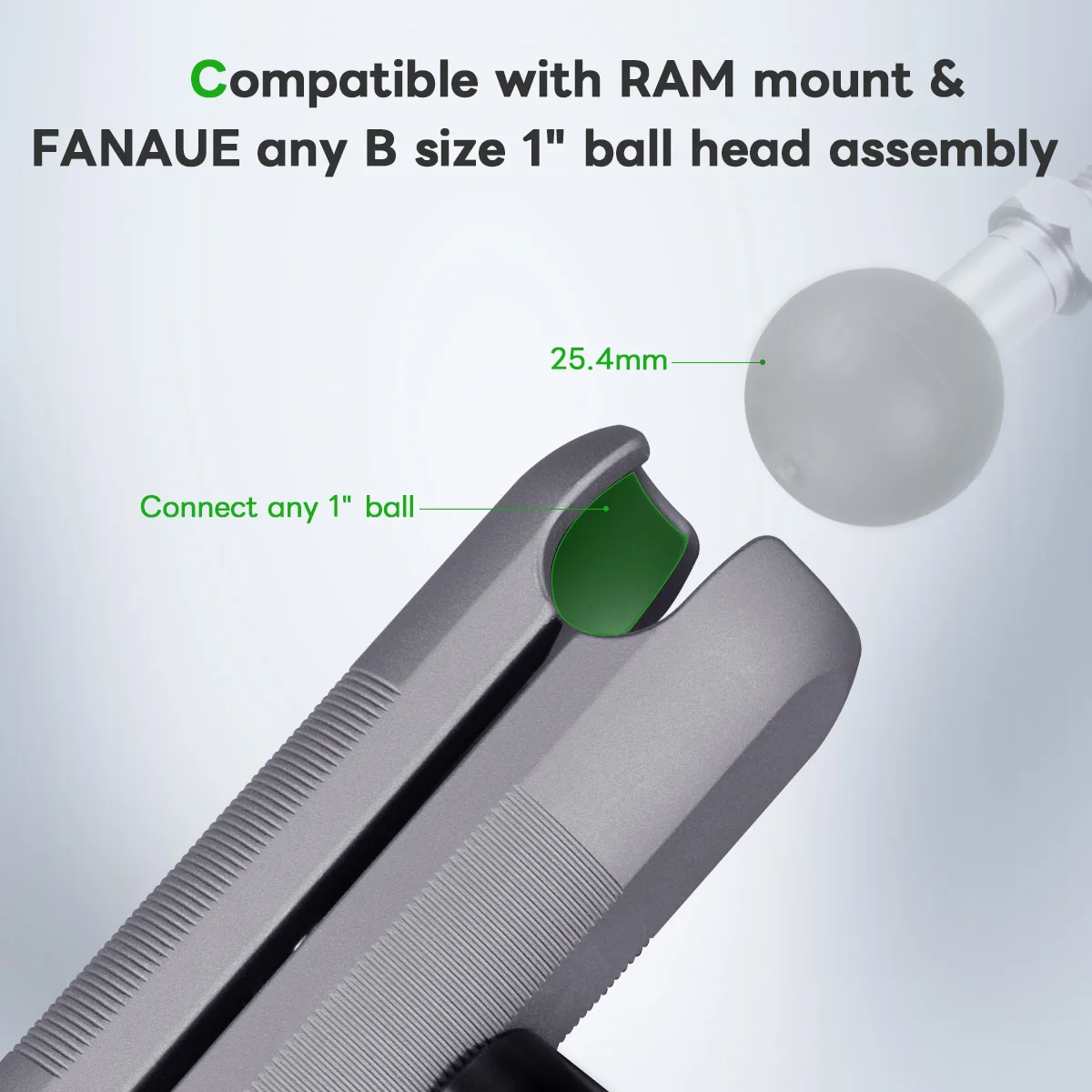 FANAUE Anti-Diebstahl-Doppelsockelarm aus Aluminium für RAM-Halterungen, 25 mm Kugel- und Fahrrad- und Motorrad-Telefonhalterung mit 1 Zoll Kugeladapter – Detail 6