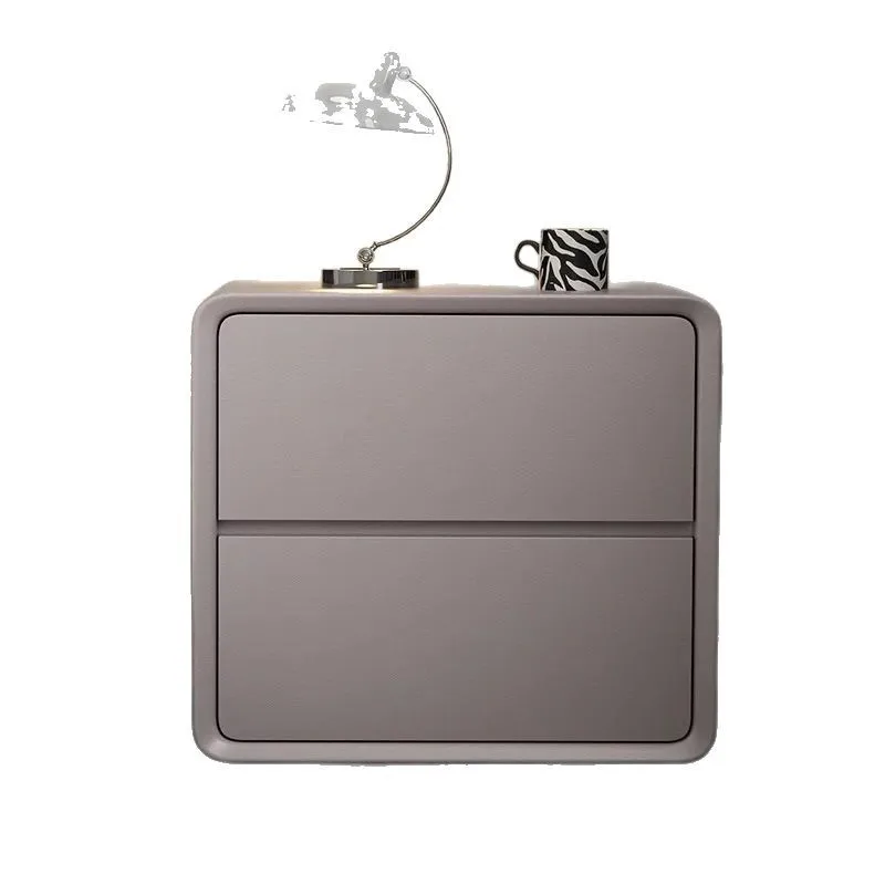 

Cream bedside table Small installation Solid wood storage Modern light luxury household advanced