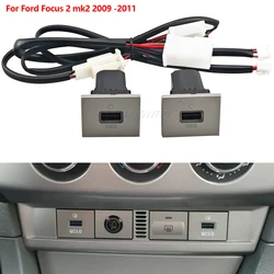 Silvery Car Charger Socket Dual USB PD Type C Charging Outlet Fuse Box Power Adapter For Ford Focus 2 Mk2 2009-2011 Accessories