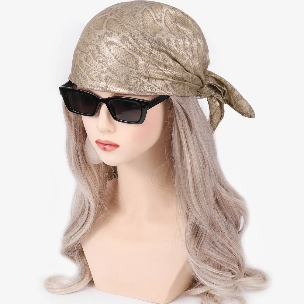 Headwear Y2K Snake Print Hair Scarf Hip Hop Square Serpentine Hair Band Soft Turban Snake Punk Bandana Girls