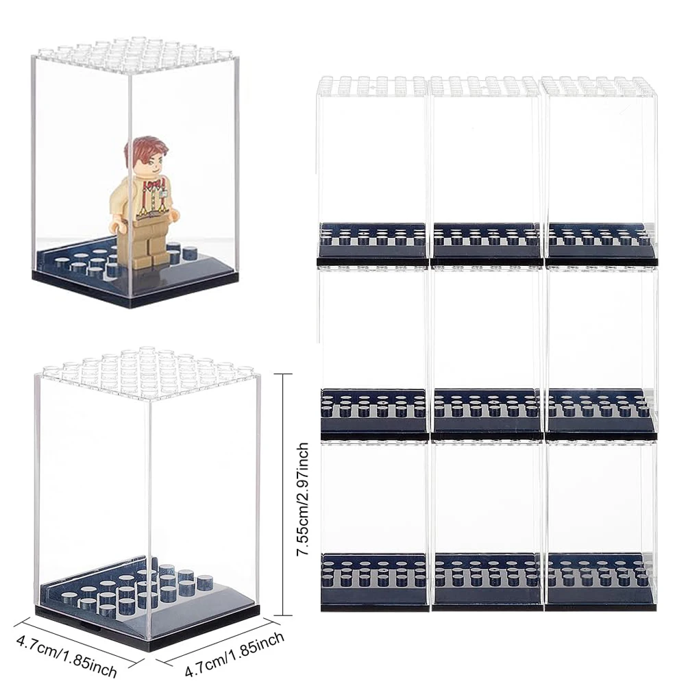 

New Insertable card Acrylic Display Case for Minifigures,Building Block Toy Models,Stackable Dustproof Display Storage Box