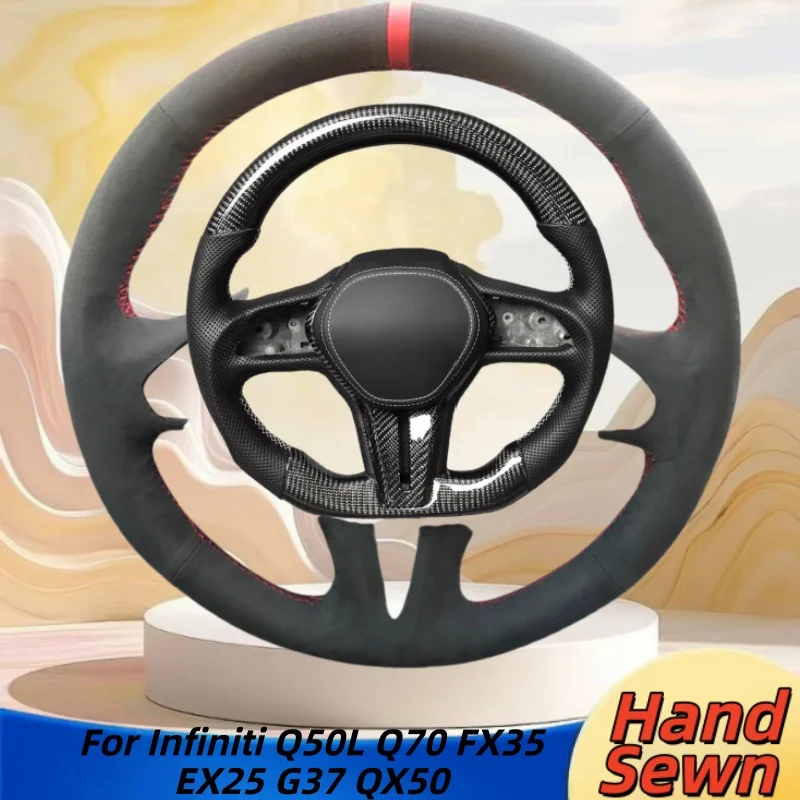 

Сшитый вручную чехол на руль автомобиля из натуральной кожи для Infiniti Q50L Q70 FX35 EX25 G37 QX50, аксессуары для салона автомобиля