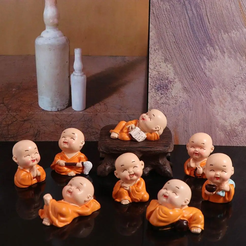Cute Mini Buddha Figurine Resin DIY Buddha Ornaments Multiple Styles Exquisite Small Monk Sculpture