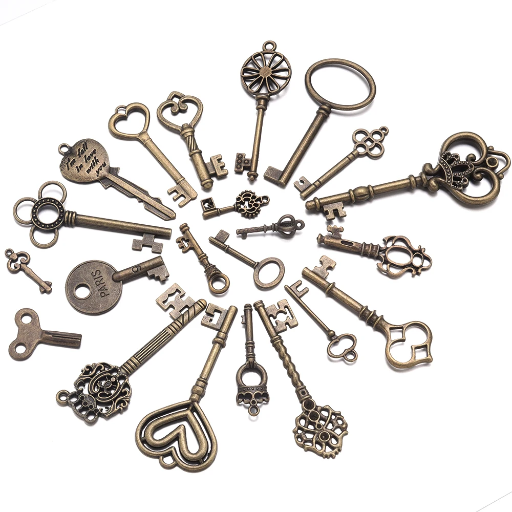 10pcs/lot Alloy Key Pendant Retro Antique Bronze Vintage Key Pendants For DIY Jewelry Making Bracelet Necklace Decor Gifts