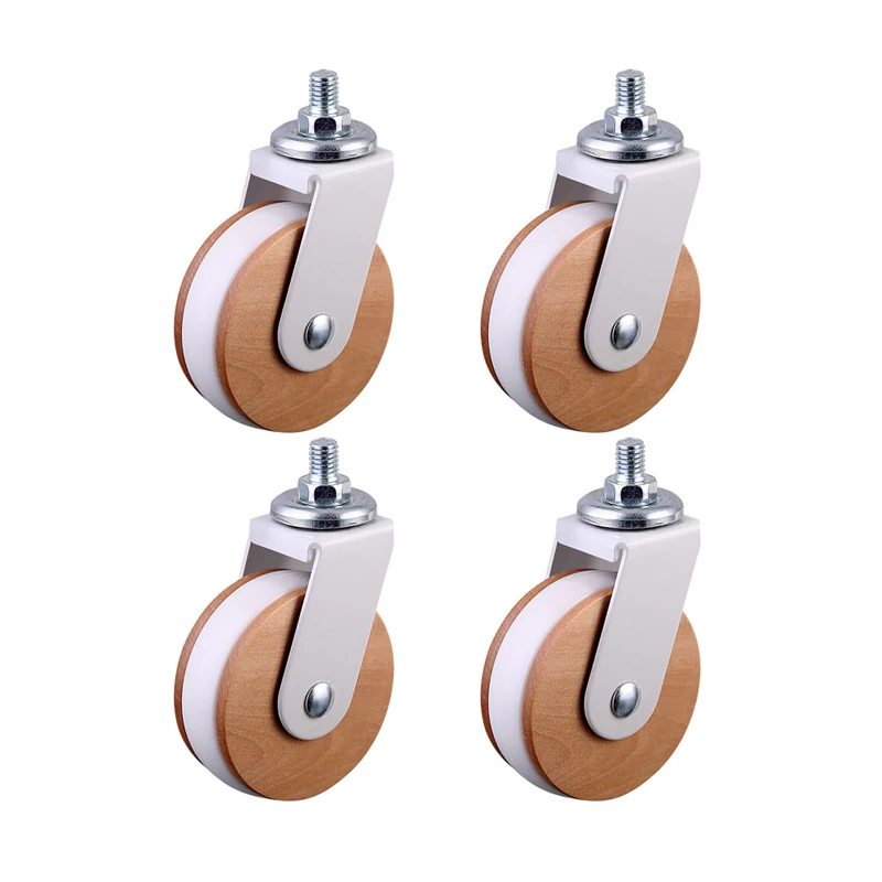 2.5' Screw Caster Wheels, Solid Wood Decoration Hotel Restaurant Trolley Casters Set of 4, Lightweight Total Capacity 200 lbs