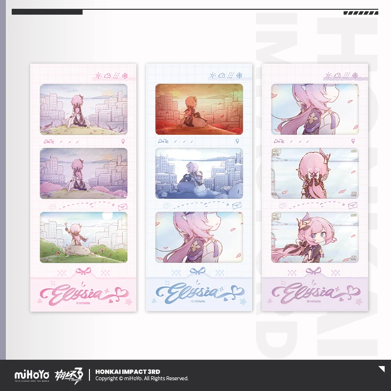 Juego de tarjetas de colección de película de imitación Elysia Original oficial Honkai Impact 3 Elysia Cosplay Anime versión Q regalo de Halloween