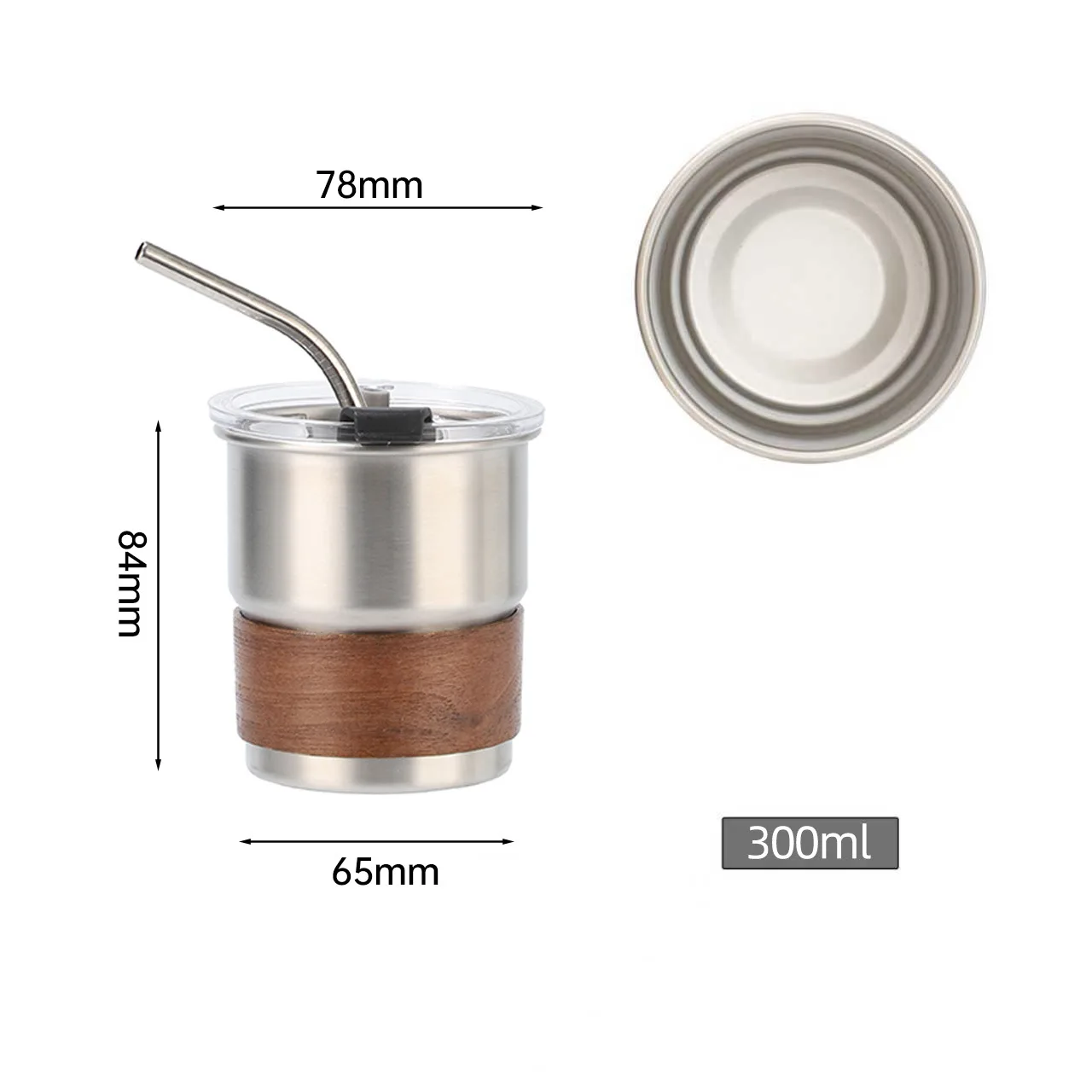 The United Arab Emirates Logo Stainless Steel Cup Mug with Wood Lid 300ml Outdoor Camping Coffee Mug Custom Includes straw - view 2