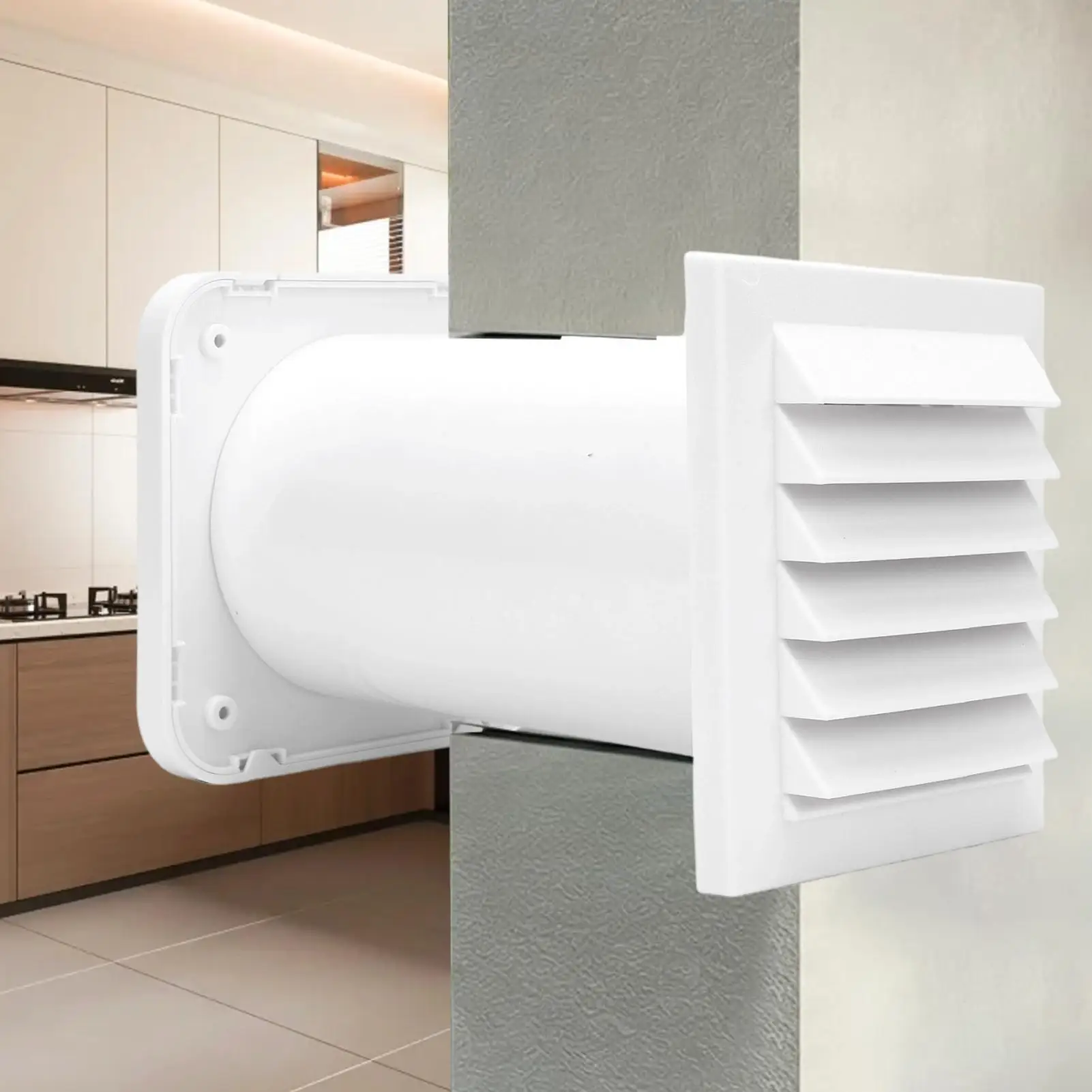 Wall Exhaust Vent Kit With Rainproof Louvers And Air Filters Adjustable Wall Ventilation Kit Through Wall Exhaust Intake Set