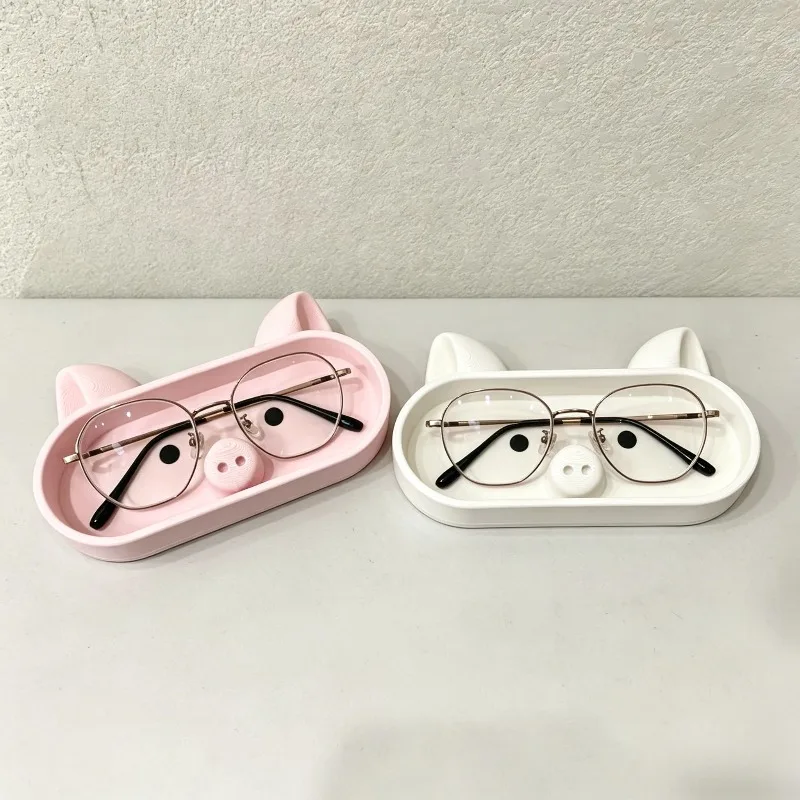 2pcs Cute Pink Pig Organizer Trays for Eyeglasses Jewelry & Small Accessories Kawaii Bank Desk Decor Bedside Decorative Holder