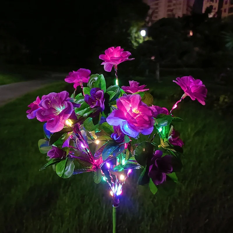 LED Solar Azalea Bunga Taman Lampu Rumah Lampu Hias Pemandangan Anggrek Mawar Lampu Halaman Rumput Jalan Liburan Pernikahan Lampu