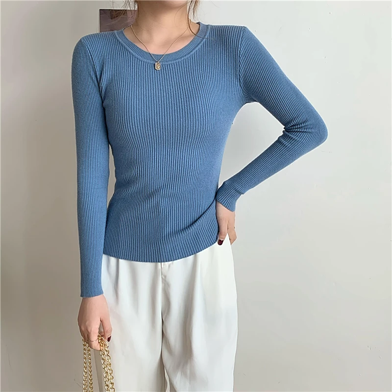 ربيع الخريف المرأة جولة Ne تريكو سليم صالح قاعدة طبقة Faionable الأبيض ملابس داخلية طويلة Sve لون نقي تخفيف Sle