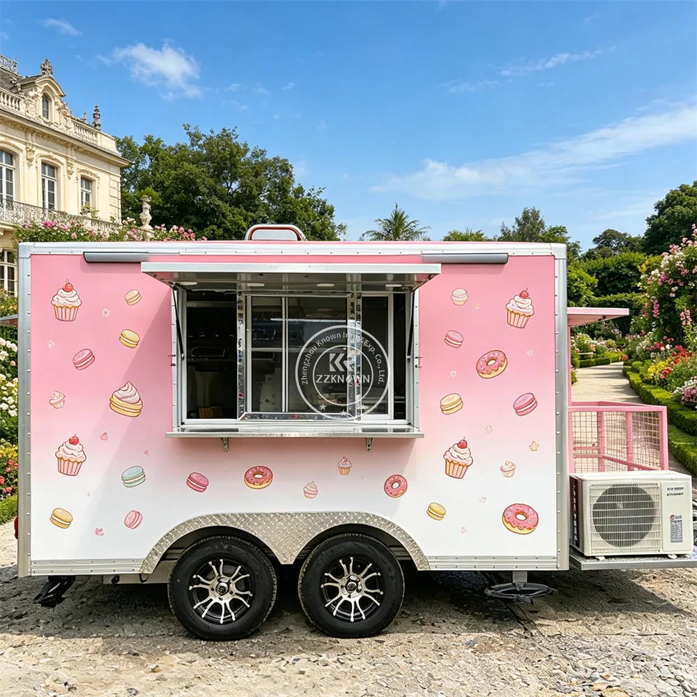 

Customized Ice Cream Snack Mobile Food Trailer Street Festival Beverage Cart Street Fast Food Truck With Full Kitchen